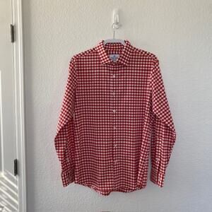 MIzzen+Main Men's Large Trim Fit Red & White Check Long Sleeve Button Up‎ Shirt